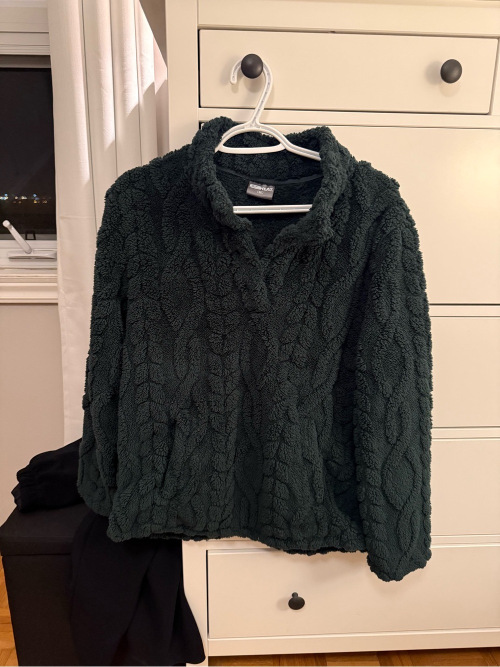 32 Degrees Dark Green Sherpa Turtleneck Pullover